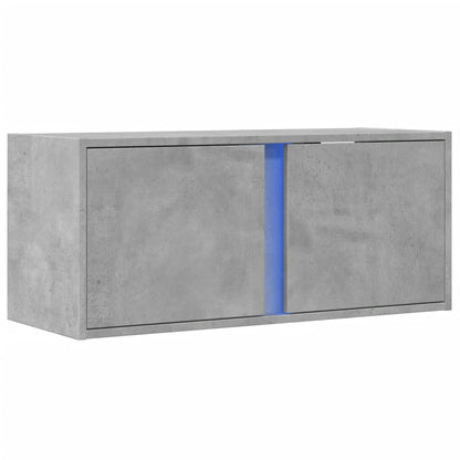 vidaXL TV Wall Cabinet with LED Lights Concrete Grey 80x31x35 cm