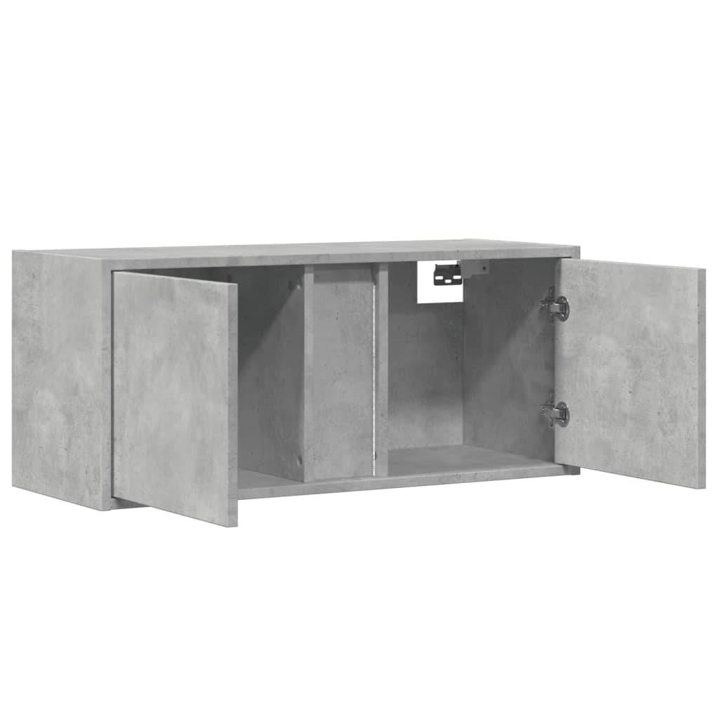 vidaXL TV Wall Cabinet with LED Lights Concrete Grey 80x31x35 cm