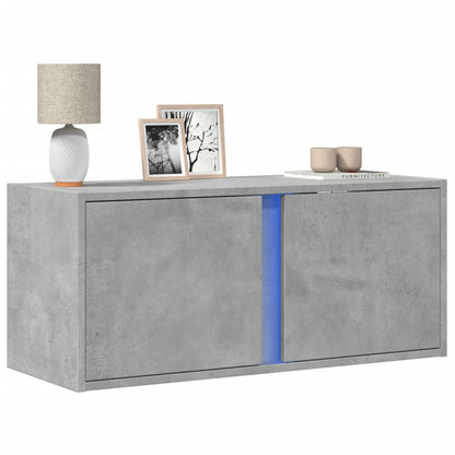 vidaXL TV Wall Cabinet with LED Lights Concrete Grey 80x31x35 cm