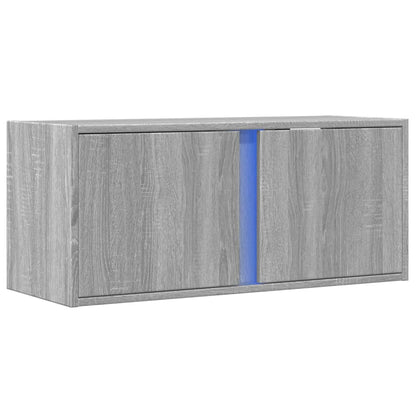 vidaXL TV Wall Cabinet with LED Lights Grey Sonoma 80x31x35 cm