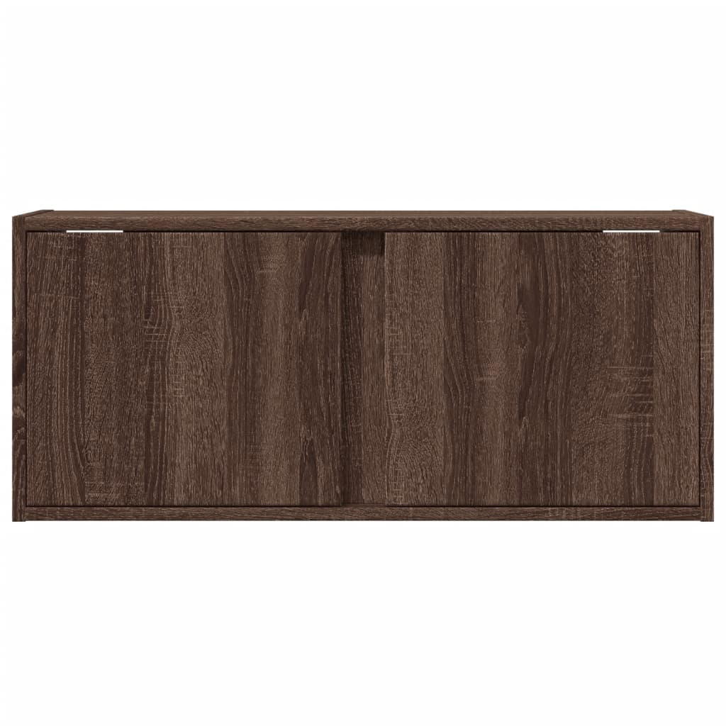 vidaXL TV Wall Cabinet with LED Lights Brown Oak 80x31x35 cm