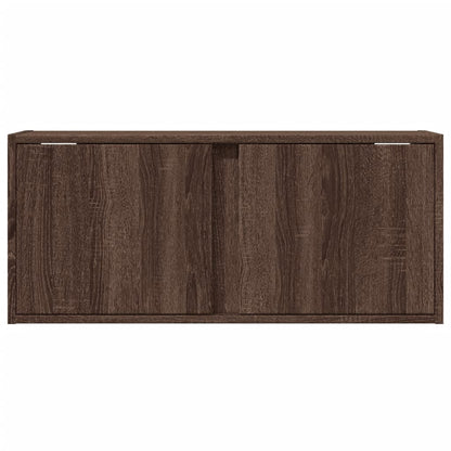 vidaXL TV Wall Cabinet with LED Lights Brown Oak 80x31x35 cm