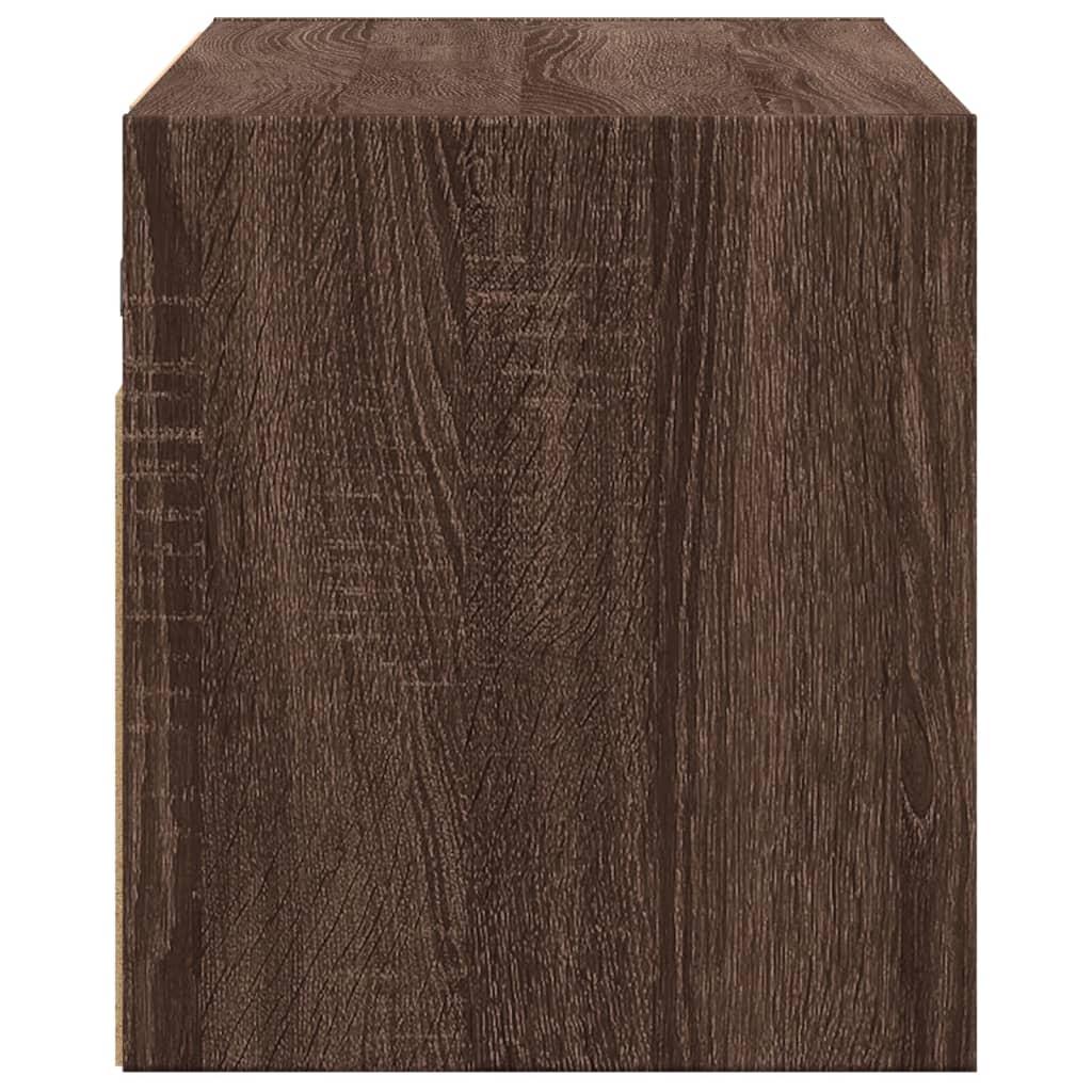 vidaXL TV Wall Cabinet with LED Lights Brown Oak 80x31x35 cm