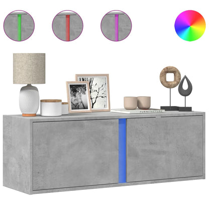 vidaXL TV Wall Cabinet with LED Lights Concrete Grey 100x31x35 cm