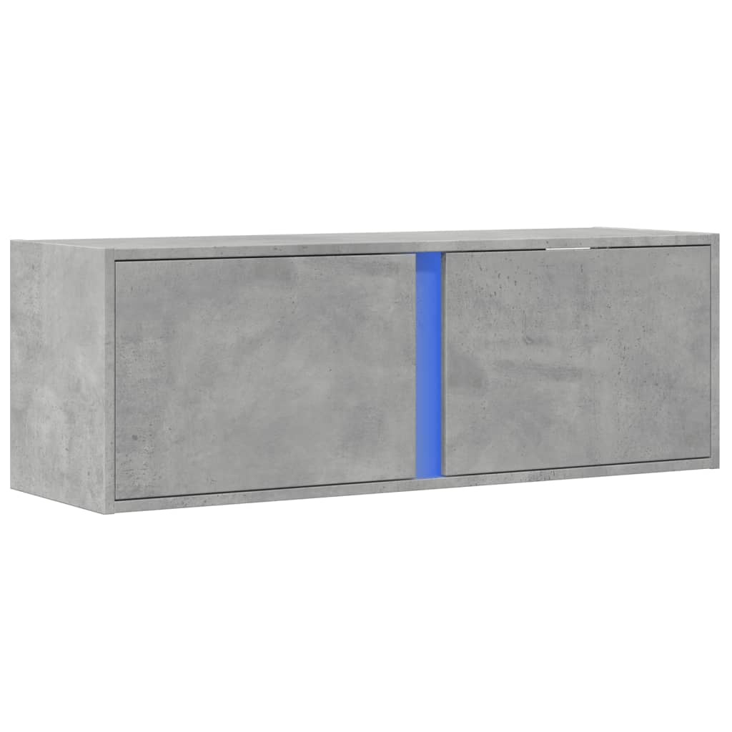 vidaXL TV Wall Cabinet with LED Lights Concrete Grey 100x31x35 cm