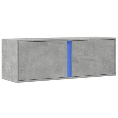 vidaXL TV Wall Cabinet with LED Lights Concrete Grey 100x31x35 cm