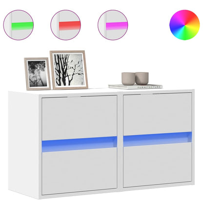 vidaXL TV Wall Cabinets with LED Lights 2 pcs White 41x31x45 cm