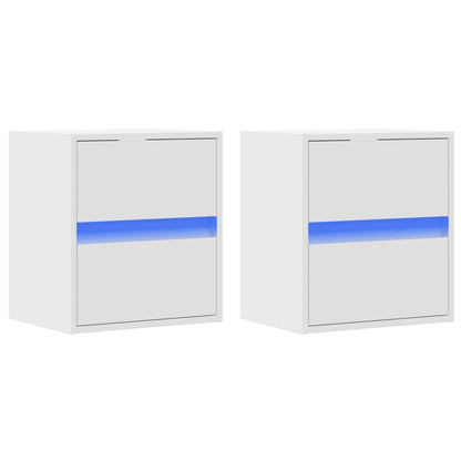 vidaXL TV Wall Cabinets with LED Lights 2 pcs White 41x31x45 cm