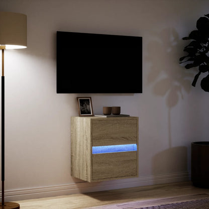 vidaXL TV Wall Cabinet with LED Lights Sonoma Oak 41x31x45 cm