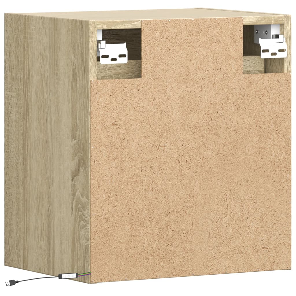 vidaXL TV Wall Cabinet with LED Lights Sonoma Oak 41x31x45 cm