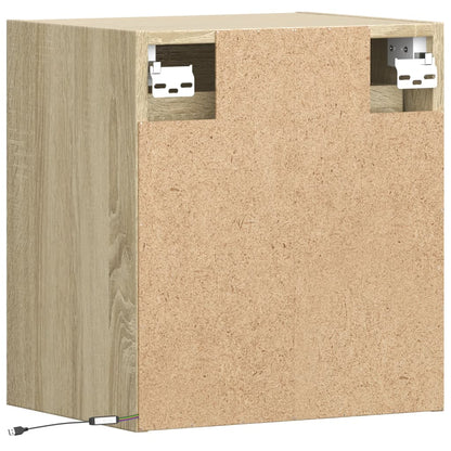 vidaXL TV Wall Cabinet with LED Lights Sonoma Oak 41x31x45 cm