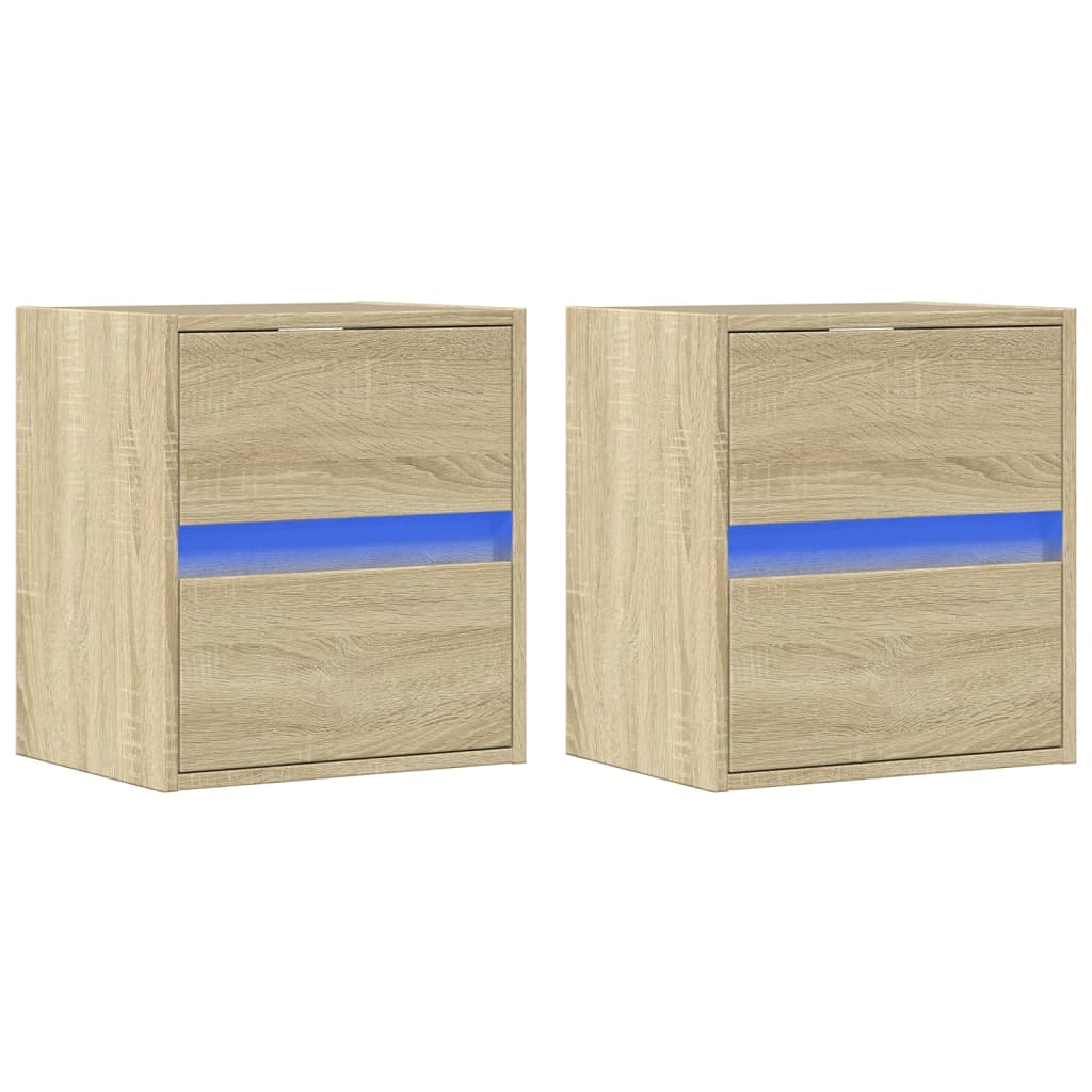 vidaXL TV Wall Cabinets with LED Lights 2 pcs Sonoma Oak 41x31x45 cm