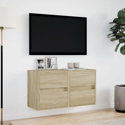 vidaXL TV Wall Cabinets with LED Lights 2 pcs Sonoma Oak 41x31x45 cm