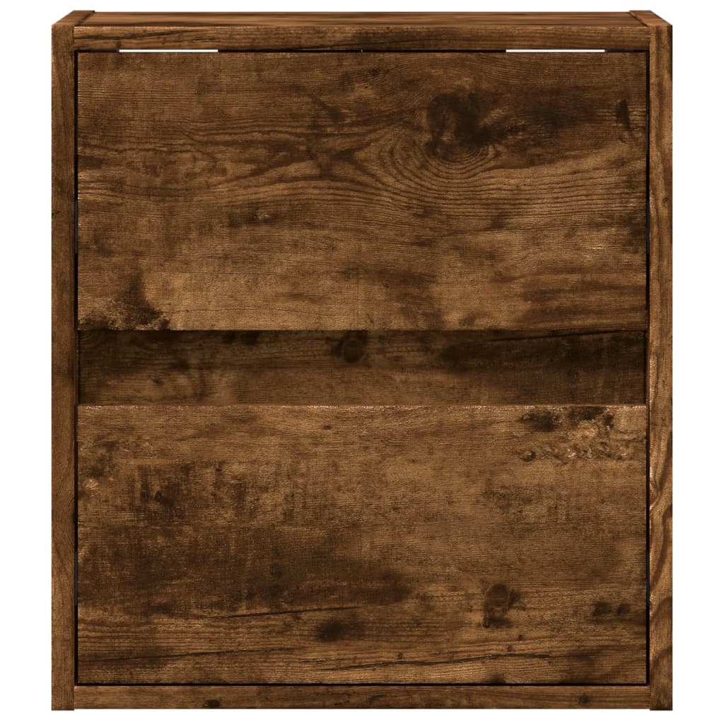 vidaXL TV Wall Cabinet with LED Lights Smoked Oak 41x31x45 cm