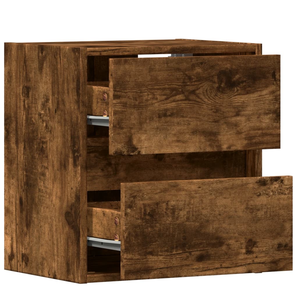 vidaXL TV Wall Cabinet with LED Lights Smoked Oak 41x31x45 cm