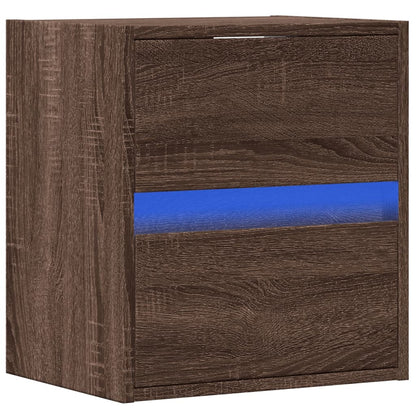 vidaXL TV Wall Cabinet with LED Lights Brown Oak 41x31x45 cm