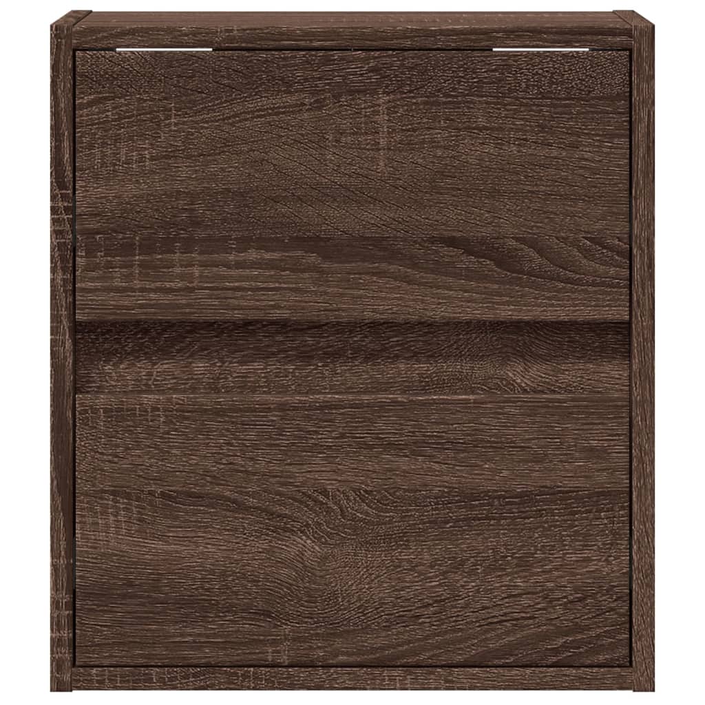 vidaXL TV Wall Cabinet with LED Lights Brown Oak 41x31x45 cm