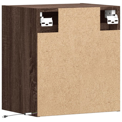 vidaXL TV Wall Cabinet with LED Lights Brown Oak 41x31x45 cm