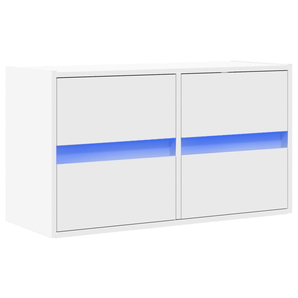 vidaXL TV Wall Cabinet with LED Lights White 80x31x45 cm