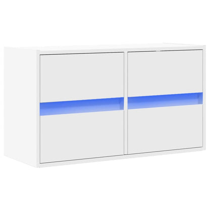 vidaXL TV Wall Cabinet with LED Lights White 80x31x45 cm