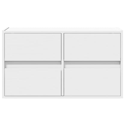 vidaXL TV Wall Cabinet with LED Lights White 80x31x45 cm