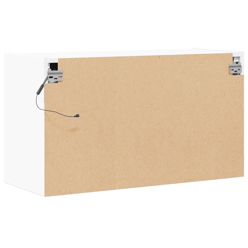 vidaXL TV Wall Cabinet with LED Lights White 80x31x45 cm