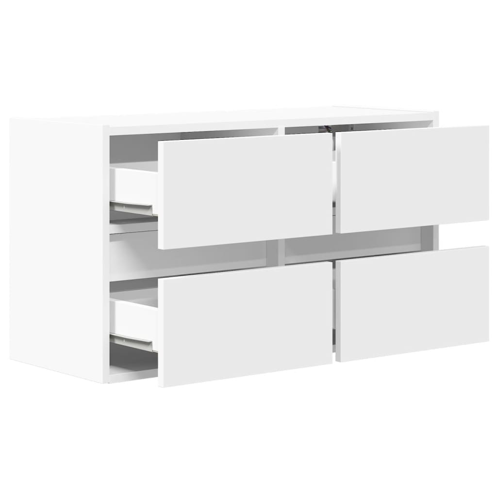 vidaXL TV Wall Cabinet with LED Lights White 80x31x45 cm