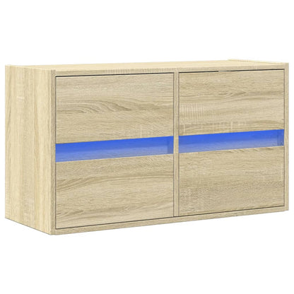 vidaXL TV Wall Cabinet with LED Lights Sonoma Oak 80x31x45 cm