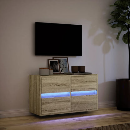vidaXL TV Wall Cabinet with LED Lights Sonoma Oak 80x31x45 cm