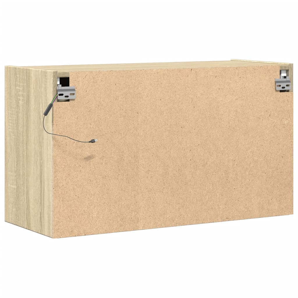 vidaXL TV Wall Cabinet with LED Lights Sonoma Oak 80x31x45 cm
