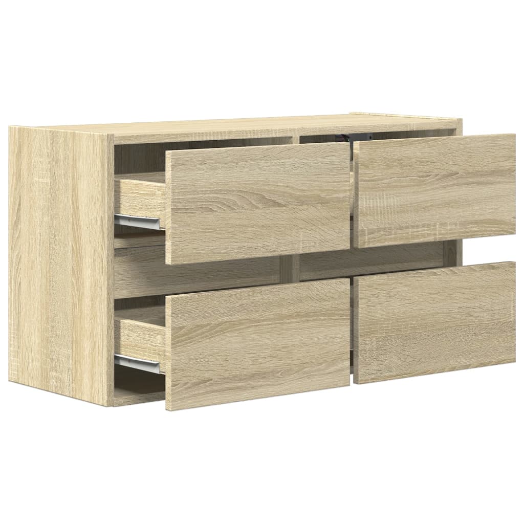 vidaXL TV Wall Cabinet with LED Lights Sonoma Oak 80x31x45 cm