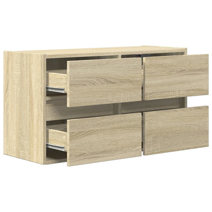 vidaXL TV Wall Cabinet with LED Lights Sonoma Oak 80x31x45 cm