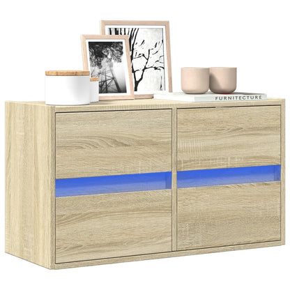 vidaXL TV Wall Cabinet with LED Lights Sonoma Oak 80x31x45 cm