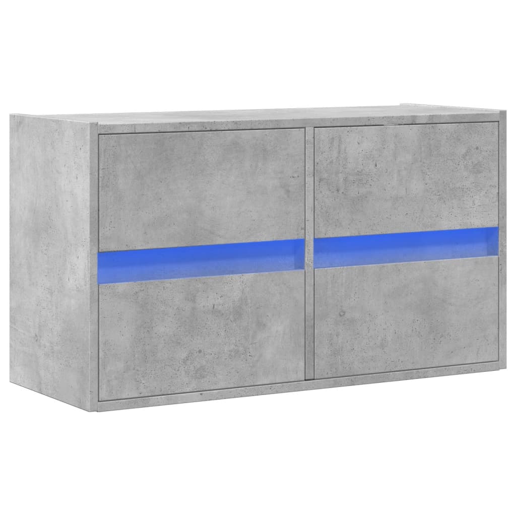 vidaXL TV Wall Cabinet with LED Lights Concrete Grey 80x31x45 cm