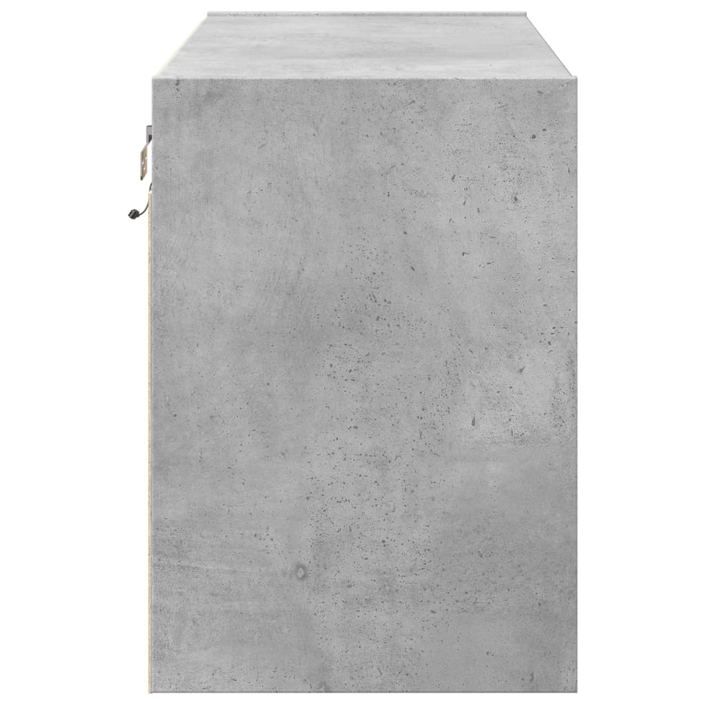 vidaXL TV Wall Cabinet with LED Lights Concrete Grey 80x31x45 cm