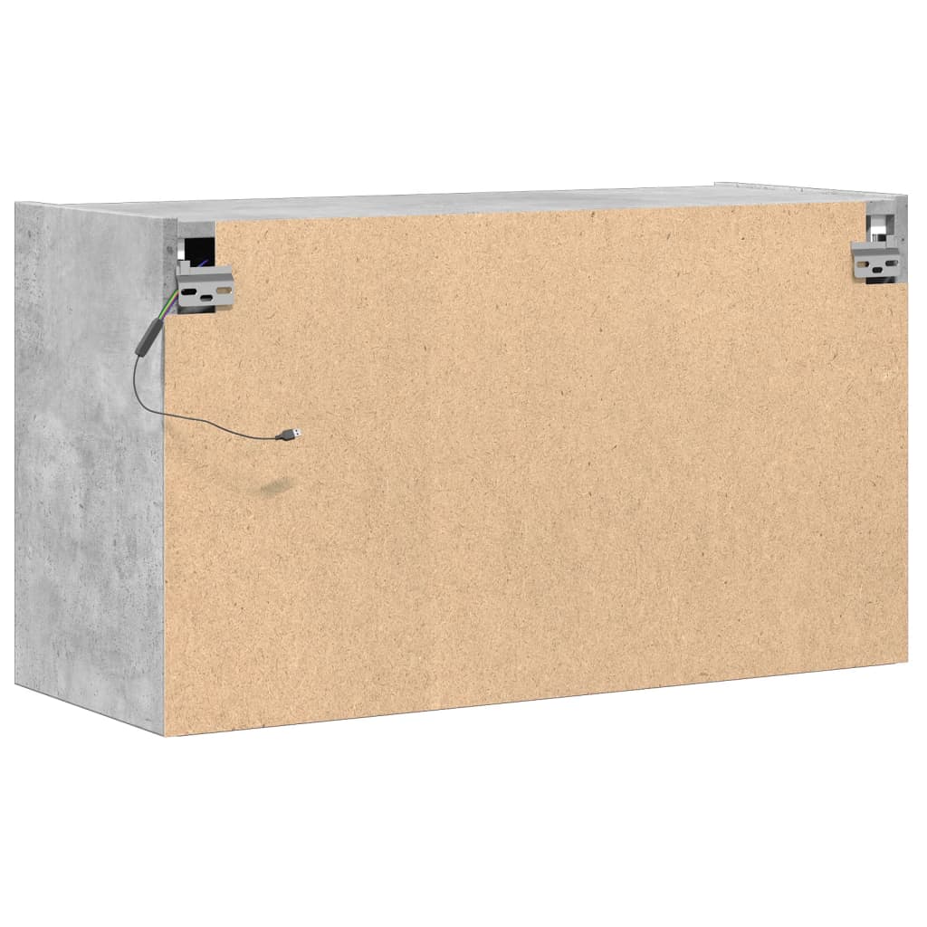 vidaXL TV Wall Cabinet with LED Lights Concrete Grey 80x31x45 cm