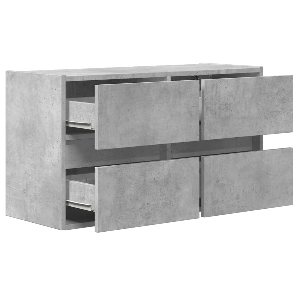 vidaXL TV Wall Cabinet with LED Lights Concrete Grey 80x31x45 cm