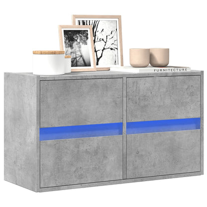 vidaXL TV Wall Cabinet with LED Lights Concrete Grey 80x31x45 cm
