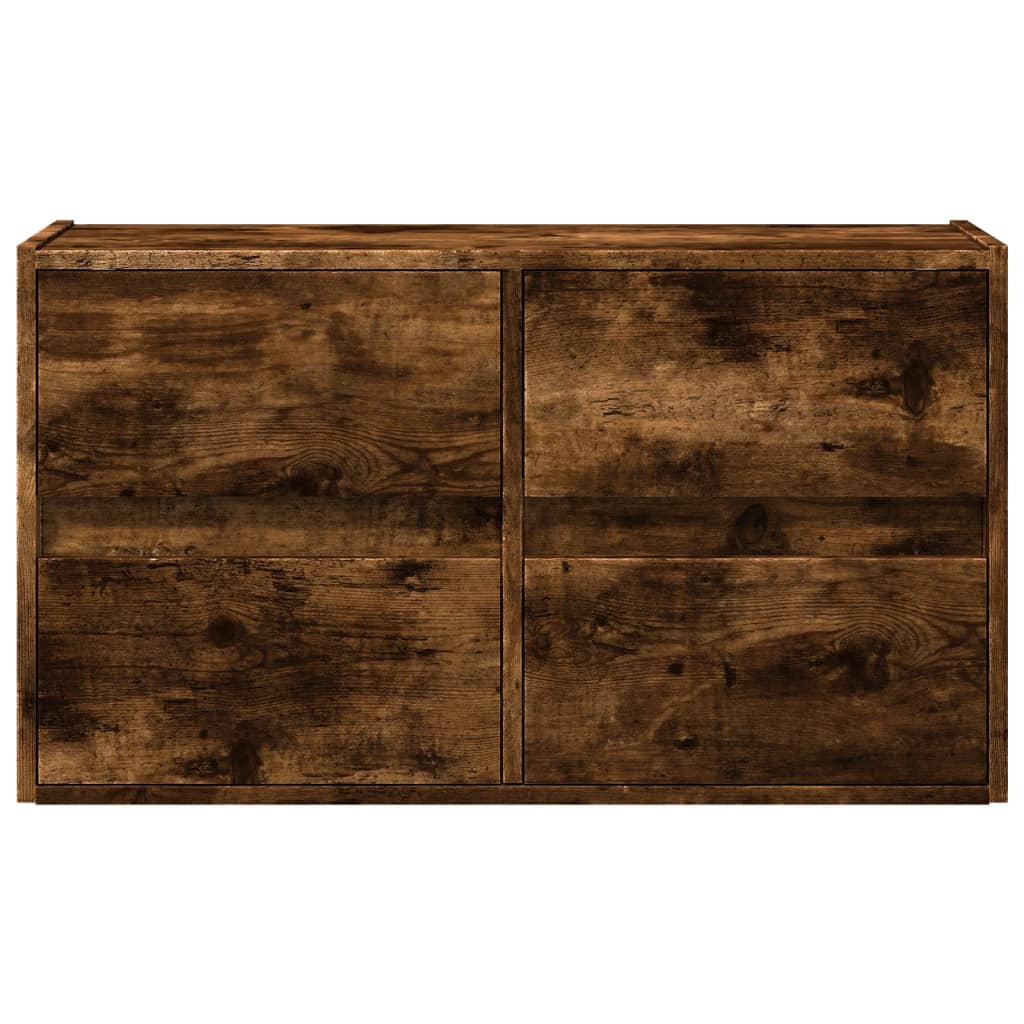 vidaXL TV Wall Cabinet with LED Lights Smoked Oak 80x31x45 cm