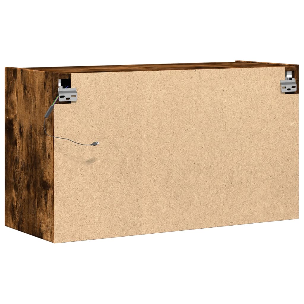vidaXL TV Wall Cabinet with LED Lights Smoked Oak 80x31x45 cm
