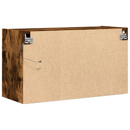 vidaXL TV Wall Cabinet with LED Lights Smoked Oak 80x31x45 cm