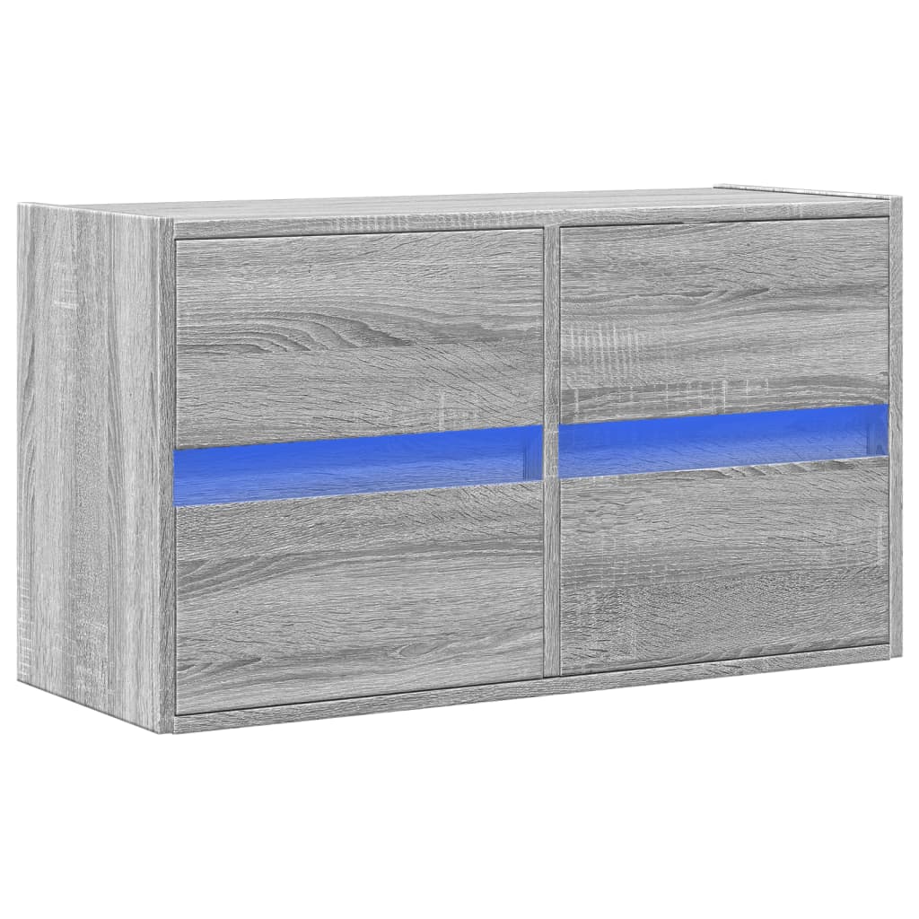 vidaXL TV Wall Cabinet with LED Lights Grey Sonoma 80x31x45 cm