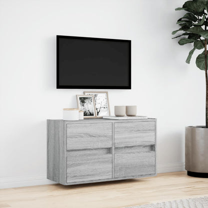 vidaXL TV Wall Cabinet with LED Lights Grey Sonoma 80x31x45 cm