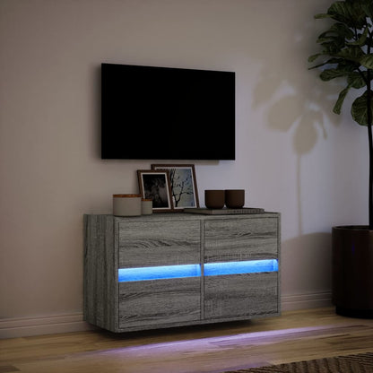 vidaXL TV Wall Cabinet with LED Lights Grey Sonoma 80x31x45 cm