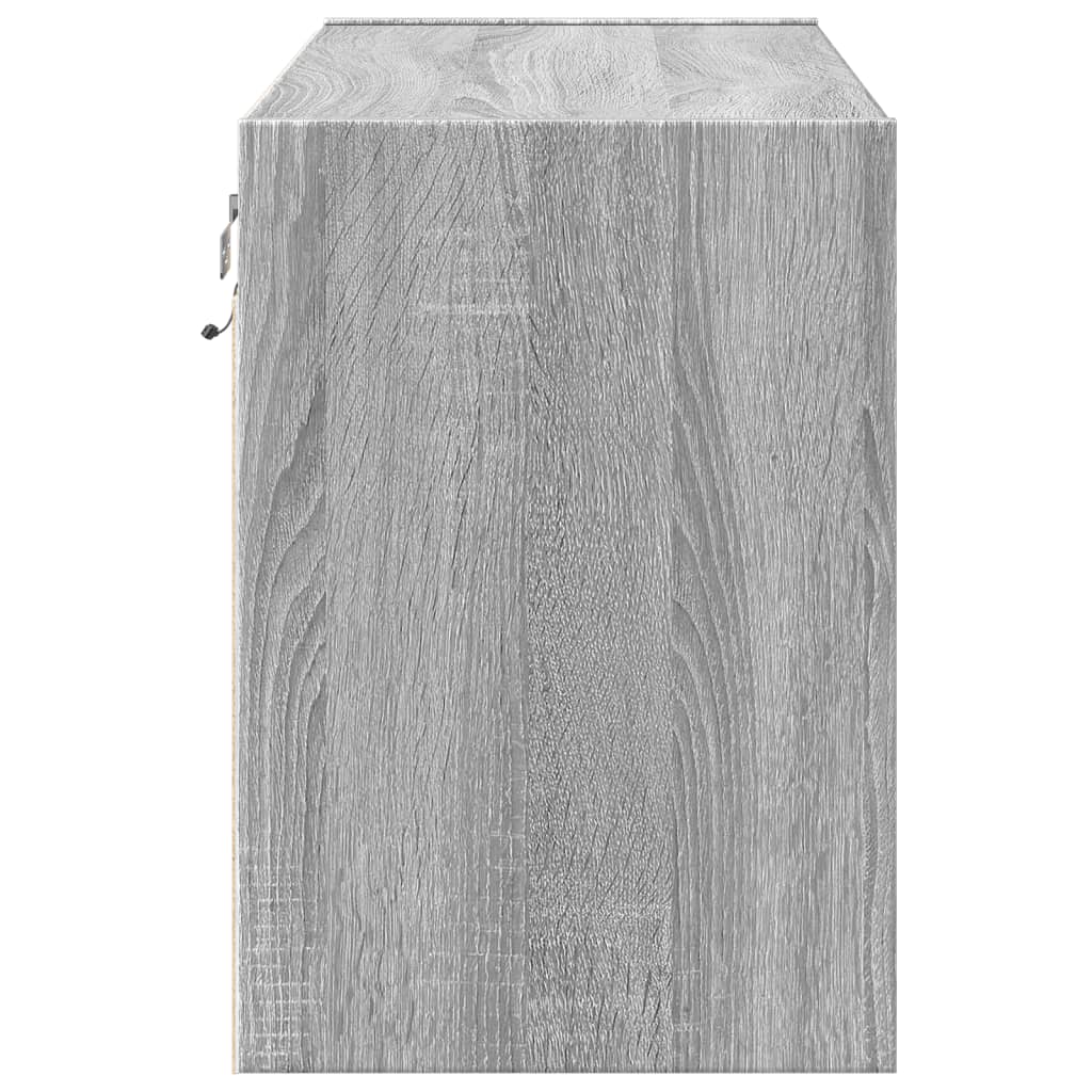 vidaXL TV Wall Cabinet with LED Lights Grey Sonoma 80x31x45 cm