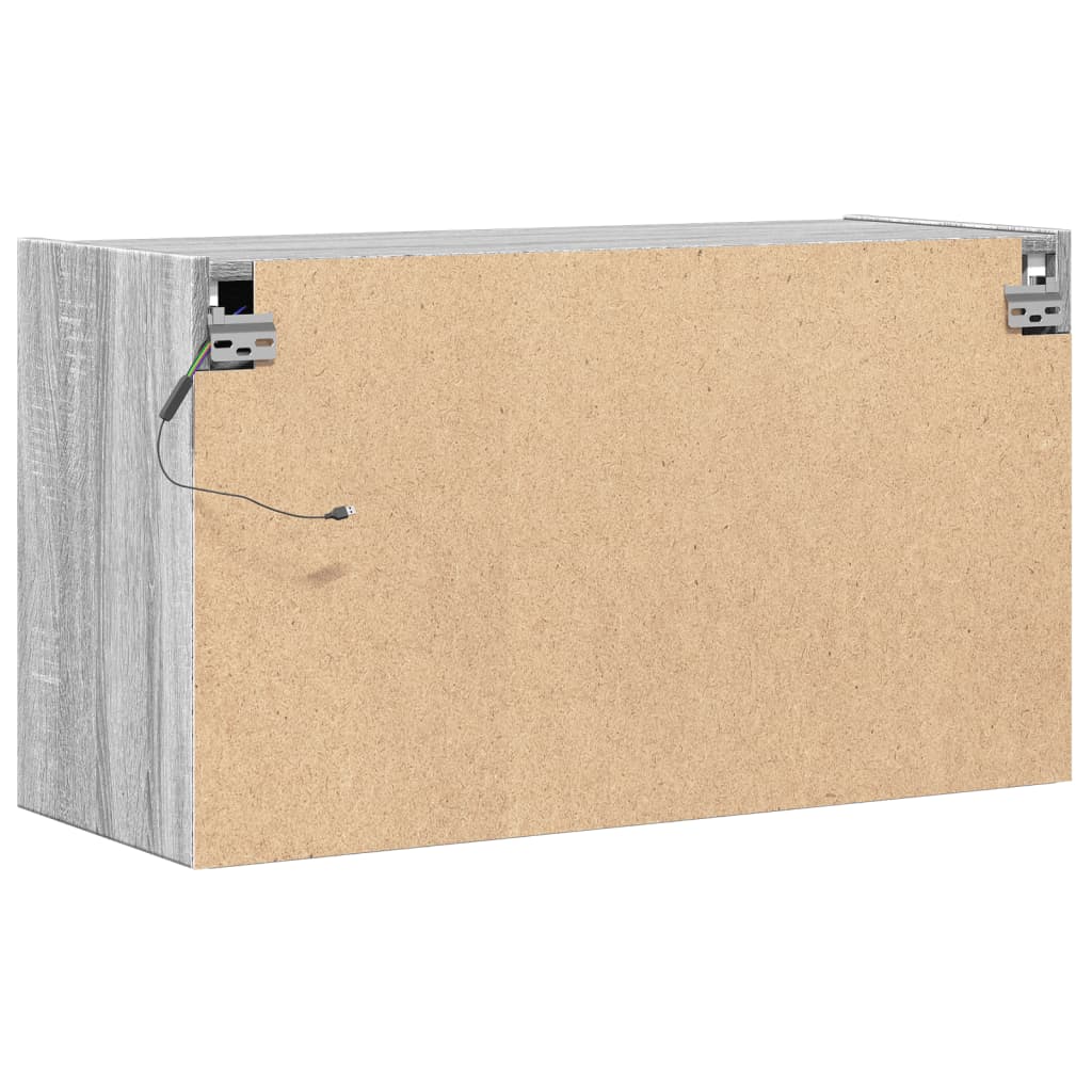 vidaXL TV Wall Cabinet with LED Lights Grey Sonoma 80x31x45 cm