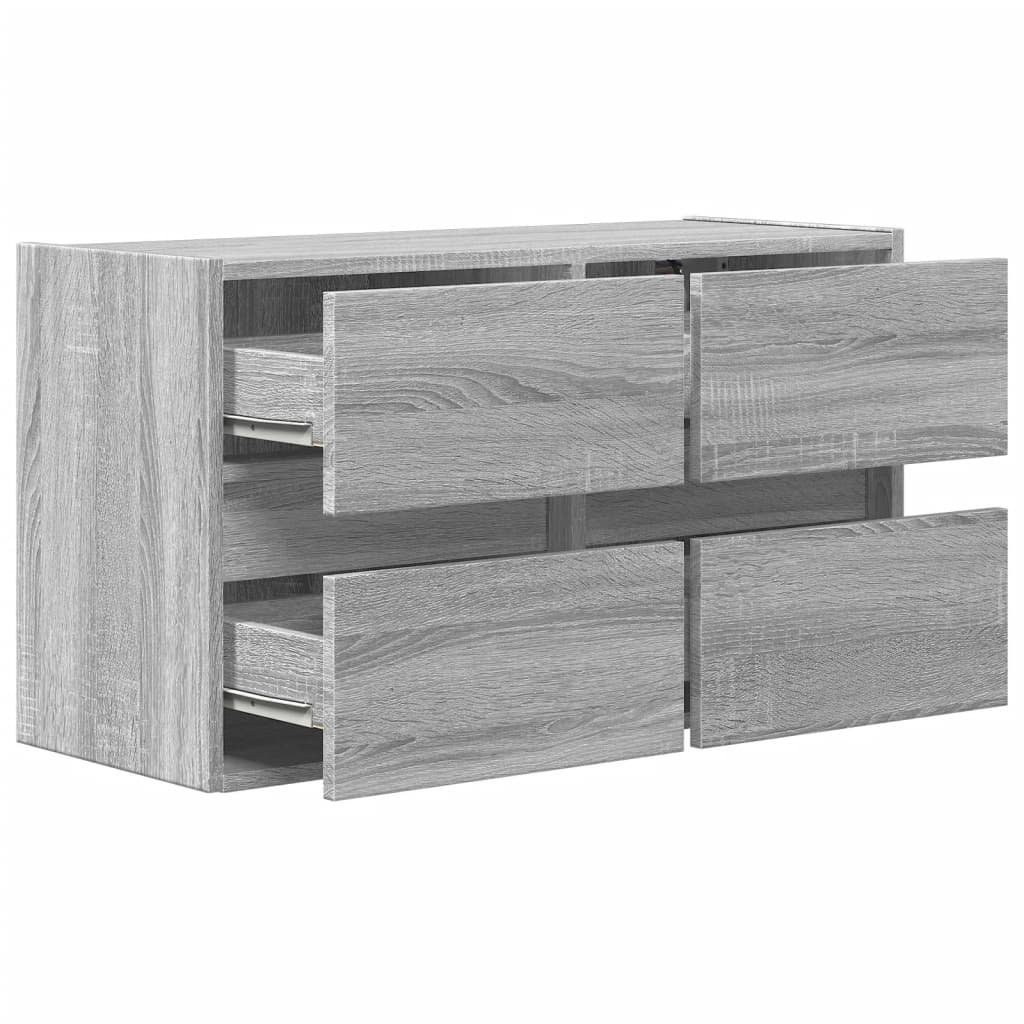 vidaXL TV Wall Cabinet with LED Lights Grey Sonoma 80x31x45 cm