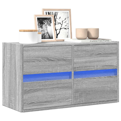 vidaXL TV Wall Cabinet with LED Lights Grey Sonoma 80x31x45 cm