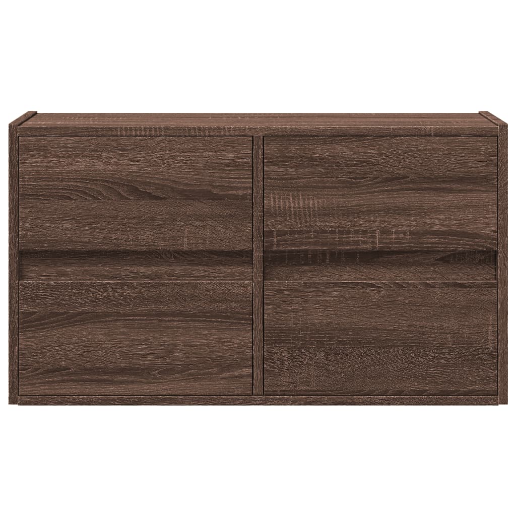 vidaXL TV Wall Cabinet with LED Lights Brown Oak 80x31x45 cm