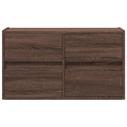 vidaXL TV Wall Cabinet with LED Lights Brown Oak 80x31x45 cm